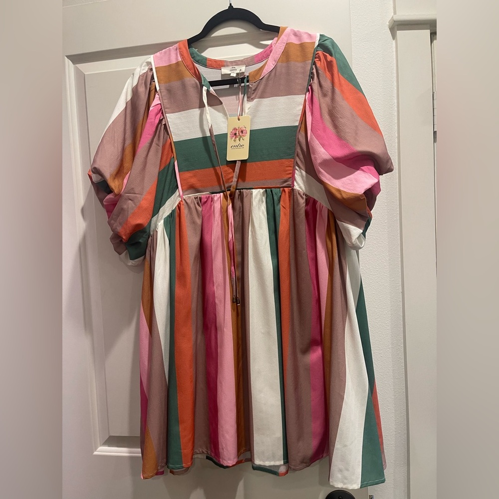 Entro Multicolor Striped Midi Dress